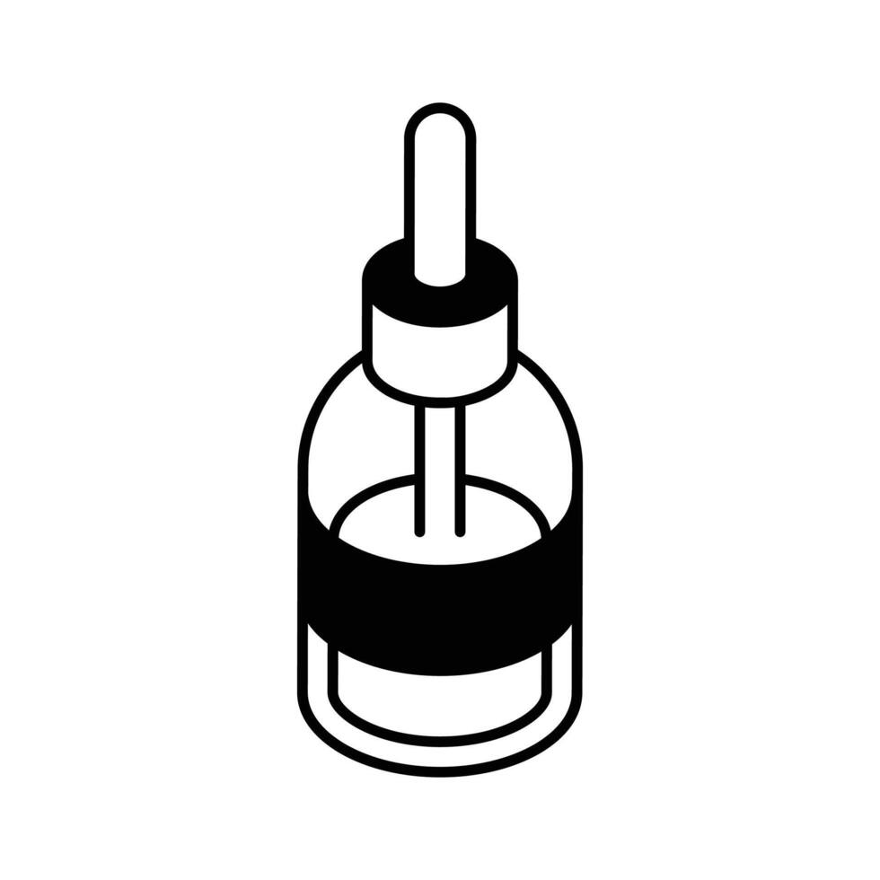 A modern isometric filled icon of dropper bottle.. vector