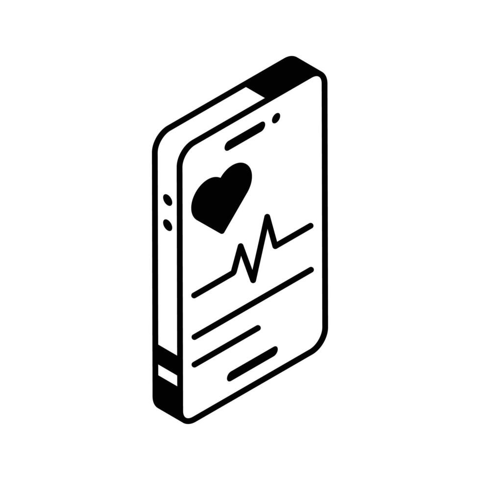 Grab this isometric filled icon of healthcare app.. vector