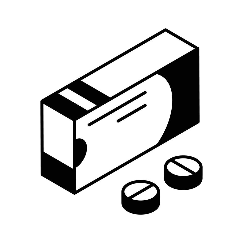 Premium isometric icon showing assorted medical pills... vector