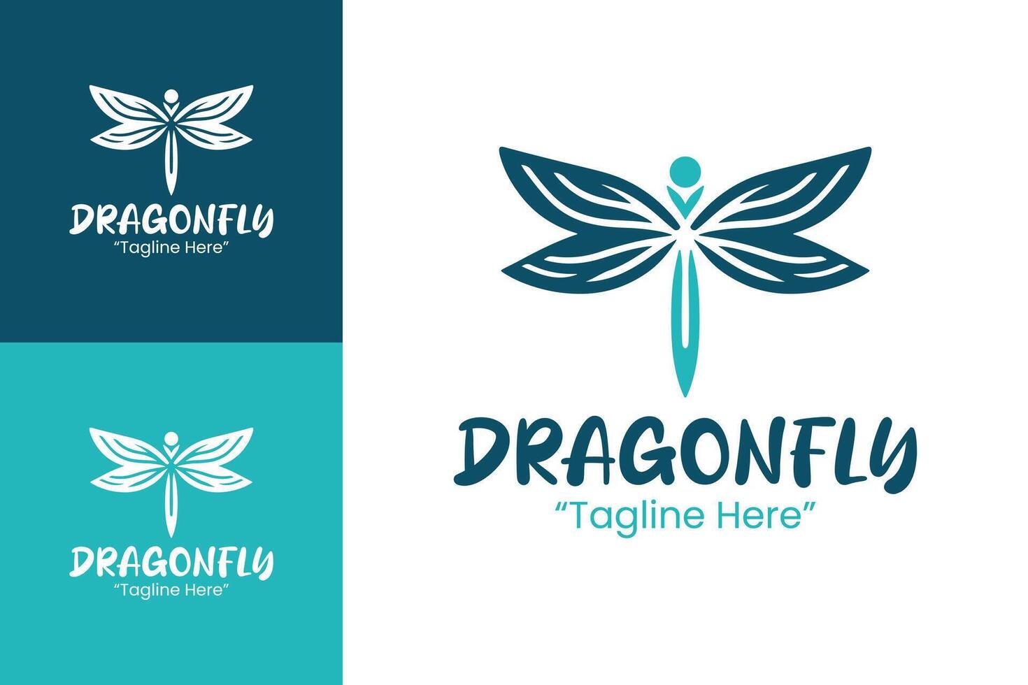 Creative Blue Dragonfly Logo with Open Wings and Modern Font for Business and Identity Design vector