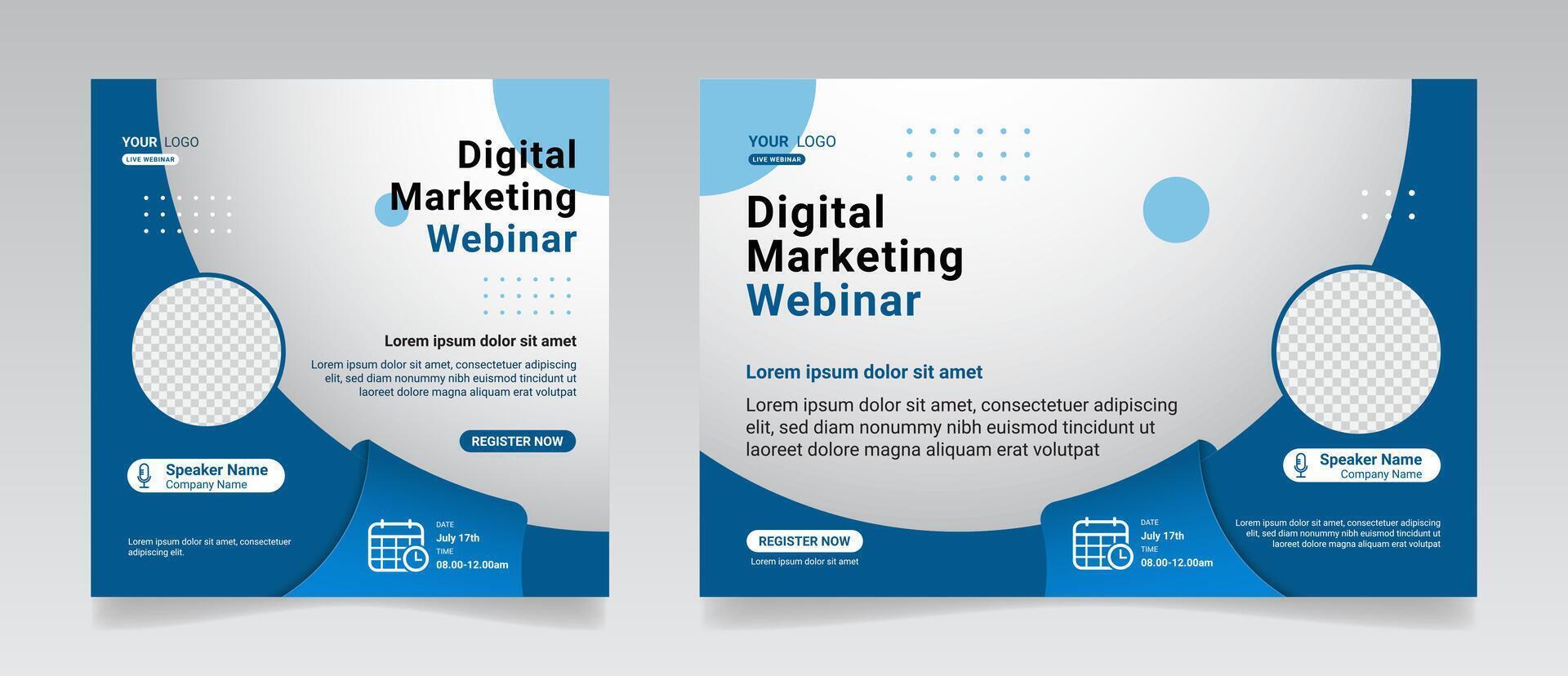 Marketing Strategies live webinar banner invitation and social media post template. Business webinar invitation design. vector