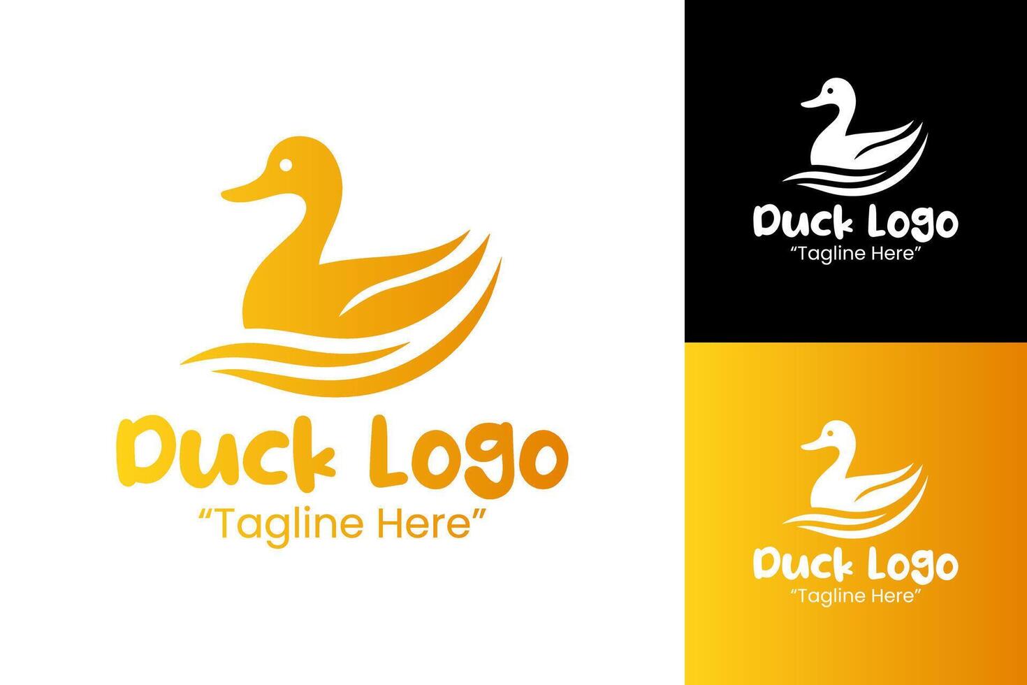Creative Duck Logo in Orange Yellow Color with Floating Effect and Modern Typography Style vector