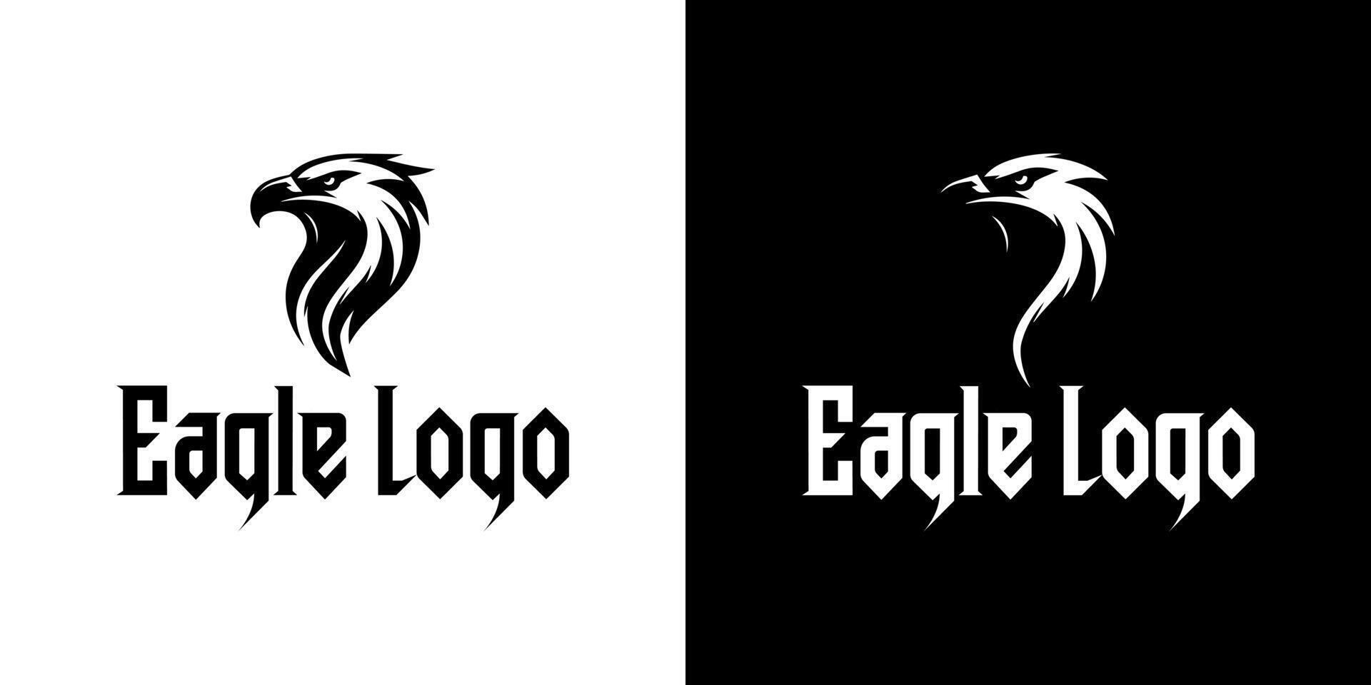 Powerful Black and White Eagle Logo with Sharp Head Silhouette for Bold and Professional Branding vector