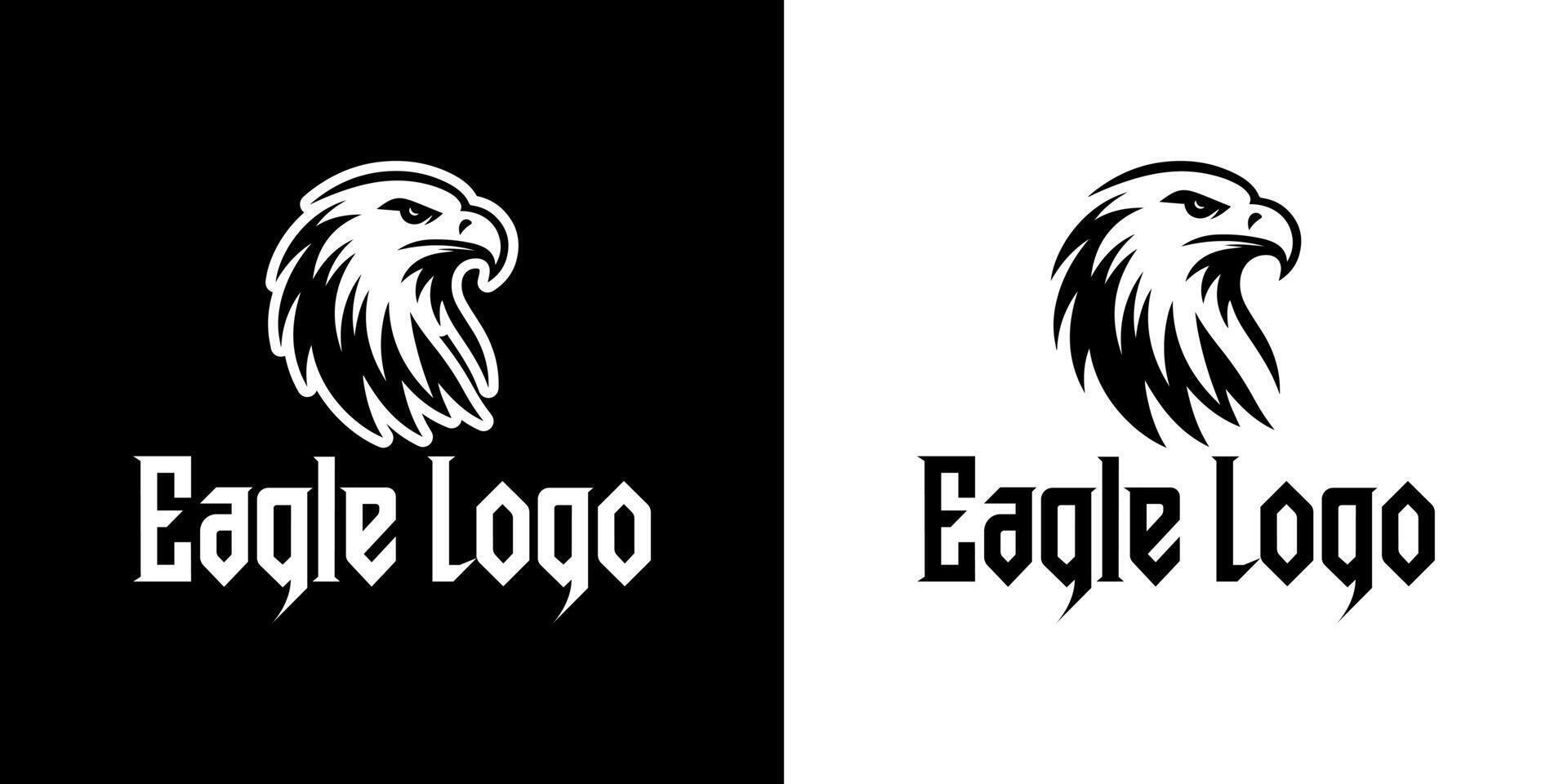 Modern Monochrome Eagle Logo with Angry Expression and Gothic Font for Premium Brand Image vector
