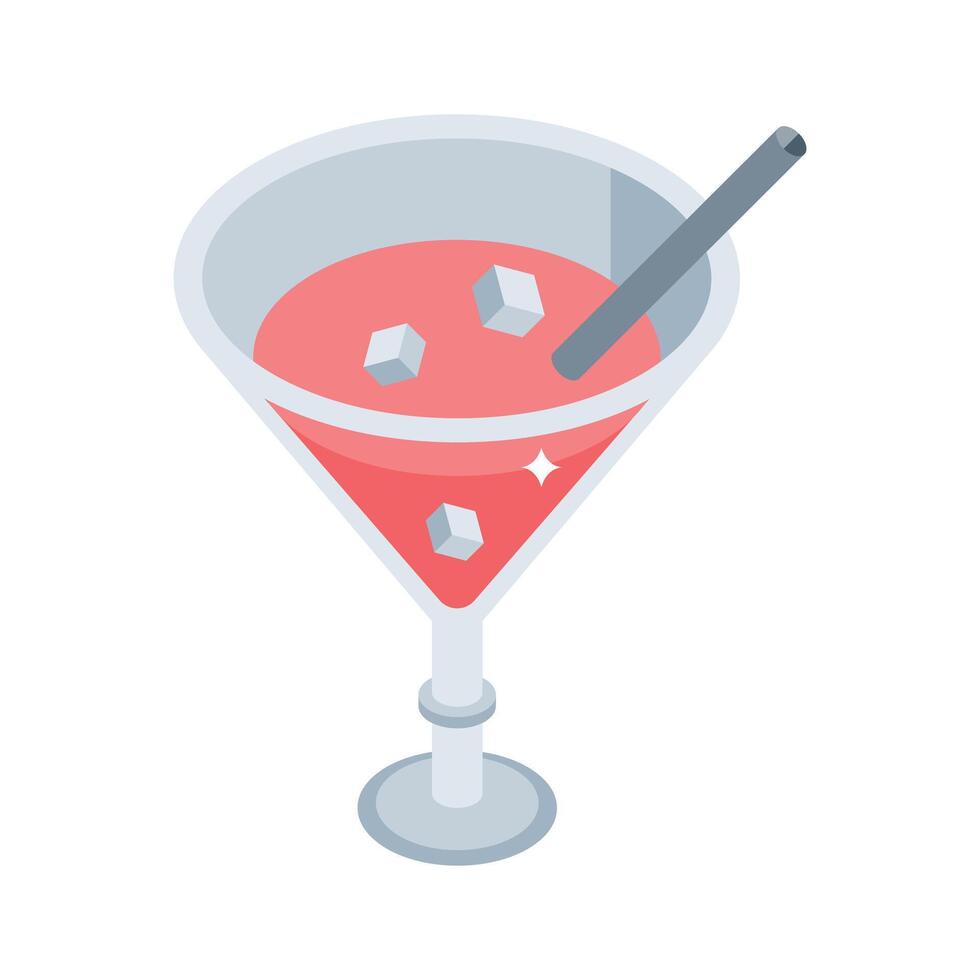 Visually engaging isometric icon of cocktail glass vector