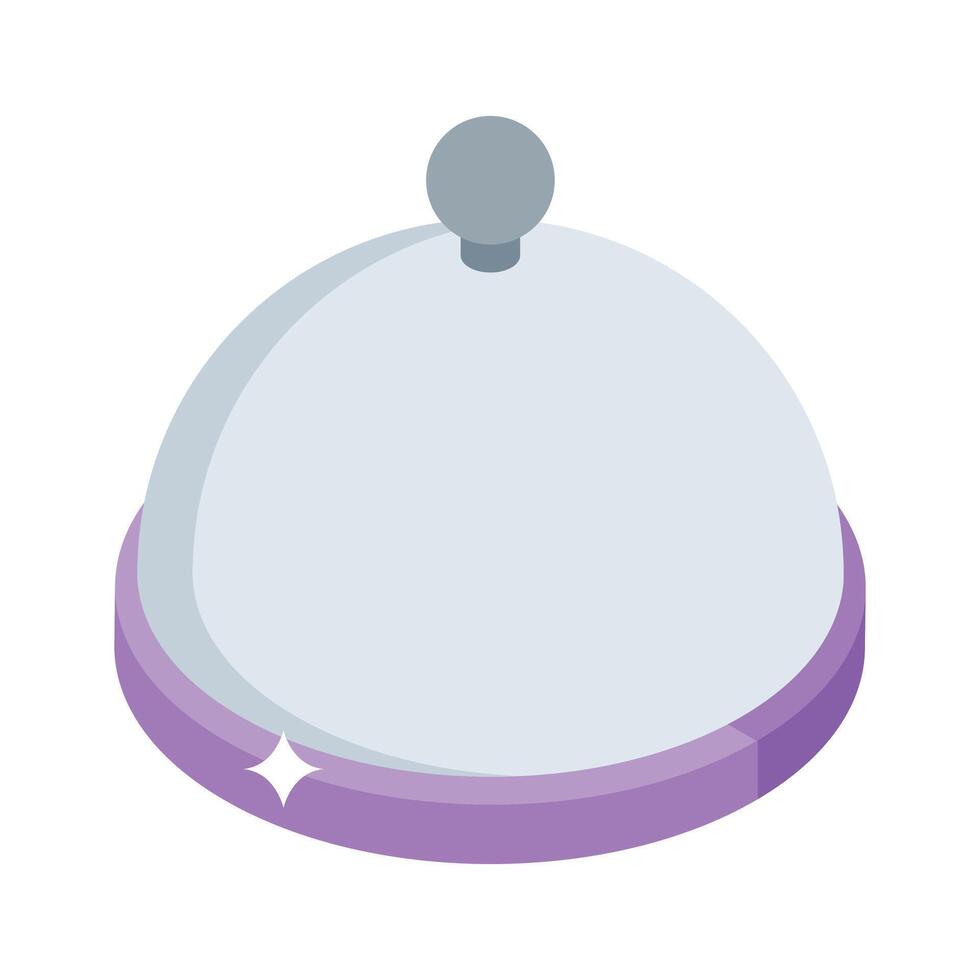 A captivating isometric style icon of serving cloche lid vector