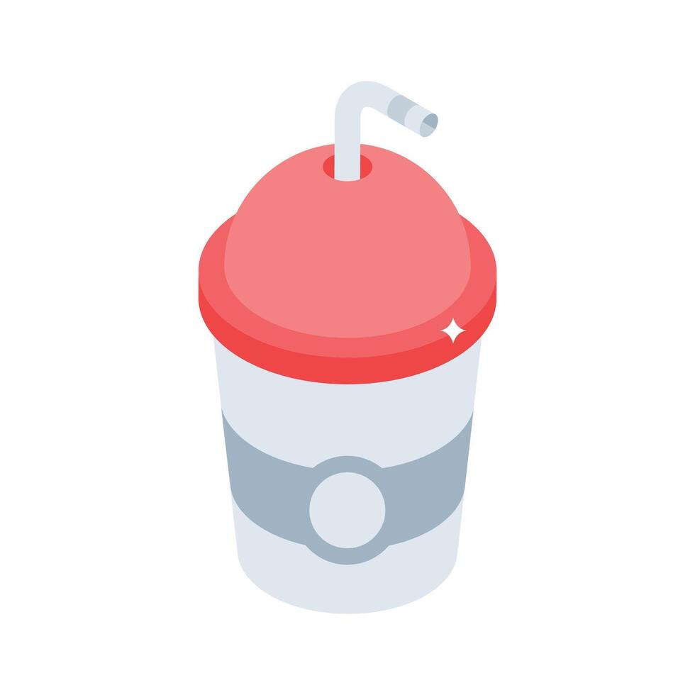 A customizable isometric icon of takeaway drink cup vector