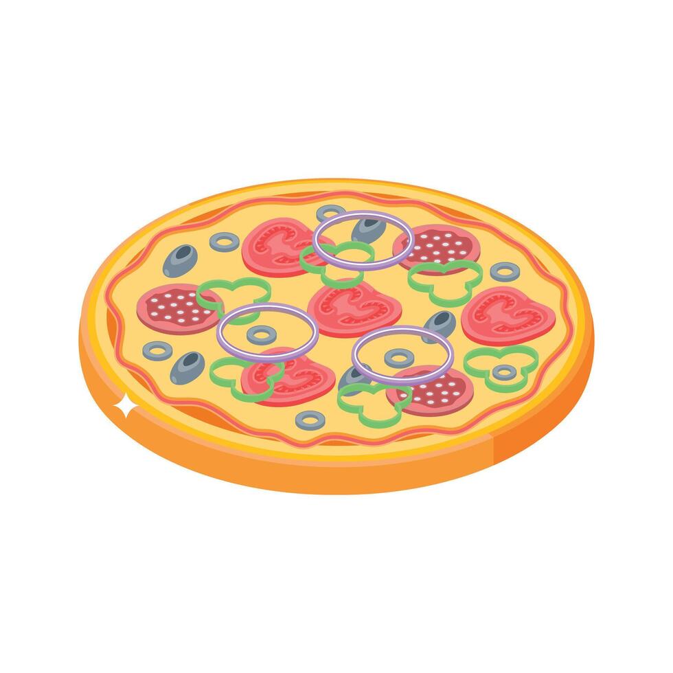 Visually appealing isometric icon of cheesy italian pizza vector