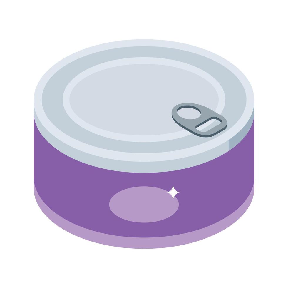 Trendy isometric style icon of canned food packaging vector