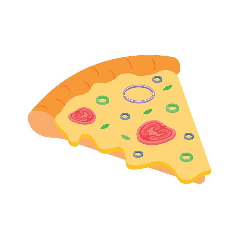 Check out this isometric style icon of pizza slice vector