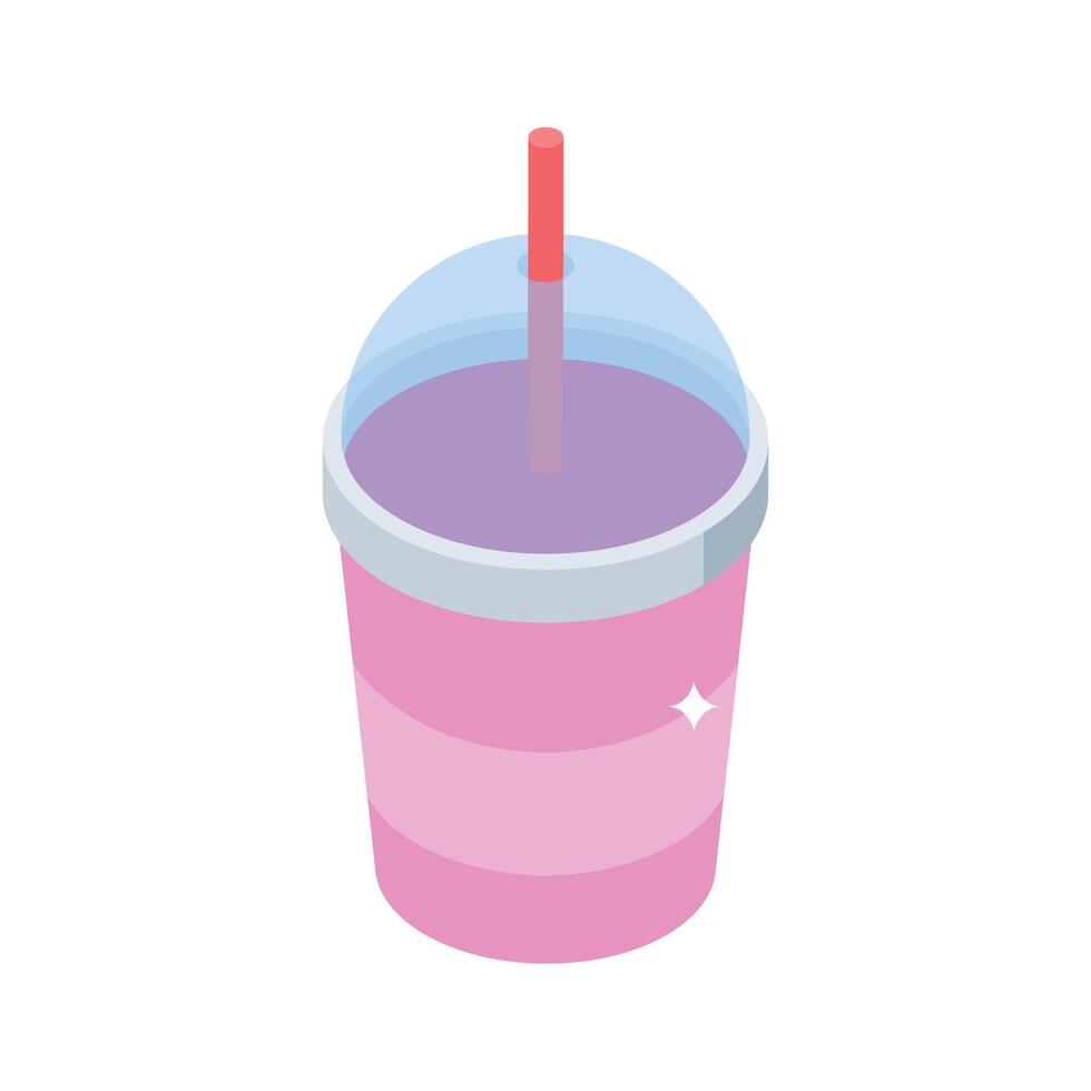 Visually appealing isometric icon of smoothie drink cup vector