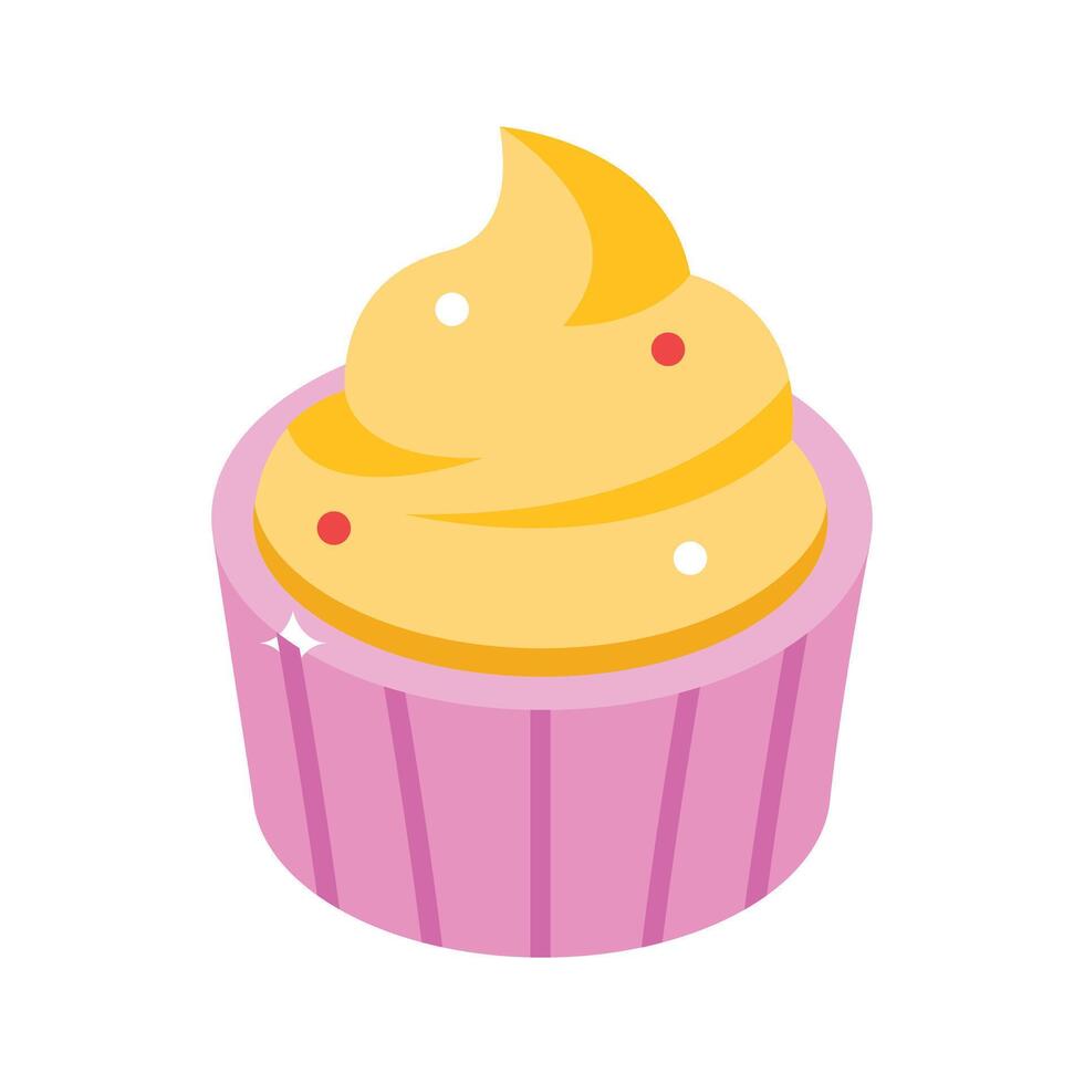 A customizable isometric icon of frosted cupcake treat vector