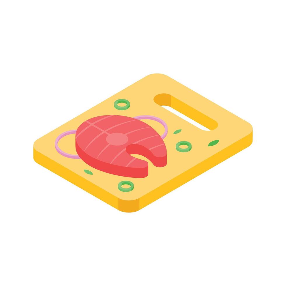 Well designed isometric icon showing salmon steak vector