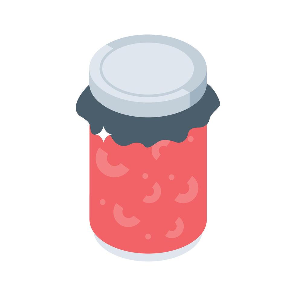 Premium isometric icon of tangy pickle jar vector