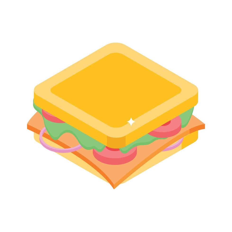 Get this isometric style icon of vegetable sandwich vector