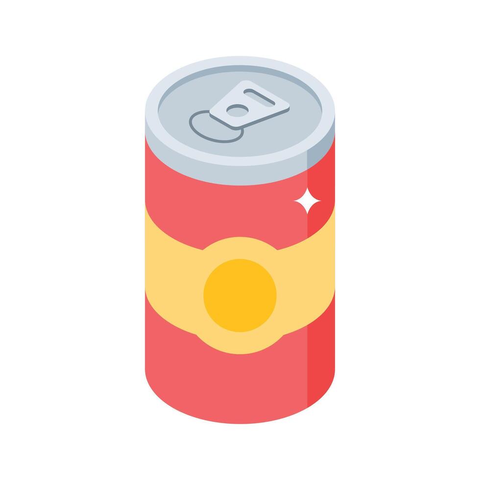Grab this isometric icon of refreshing soda can vector