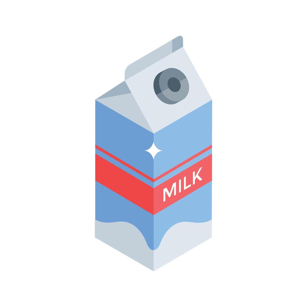 Modern isometric style icon of classic milk pack vector