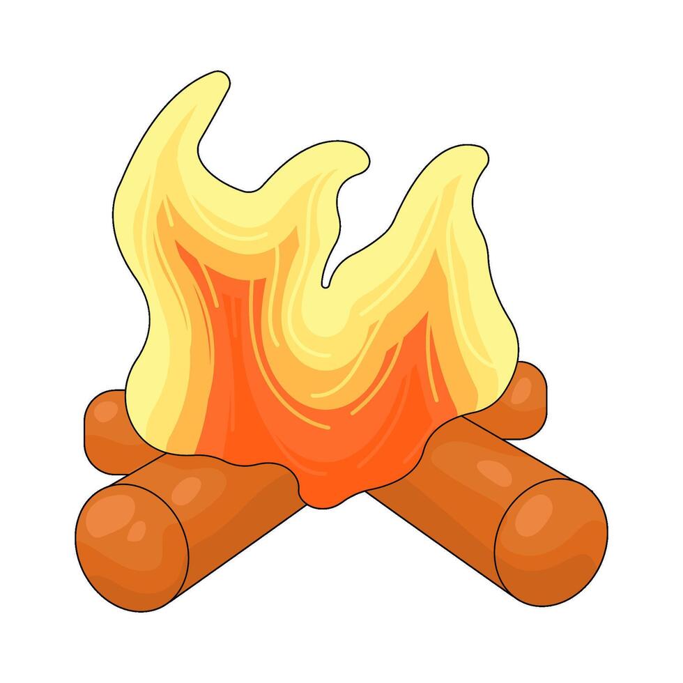 Illustration of Campfire with big flame vector