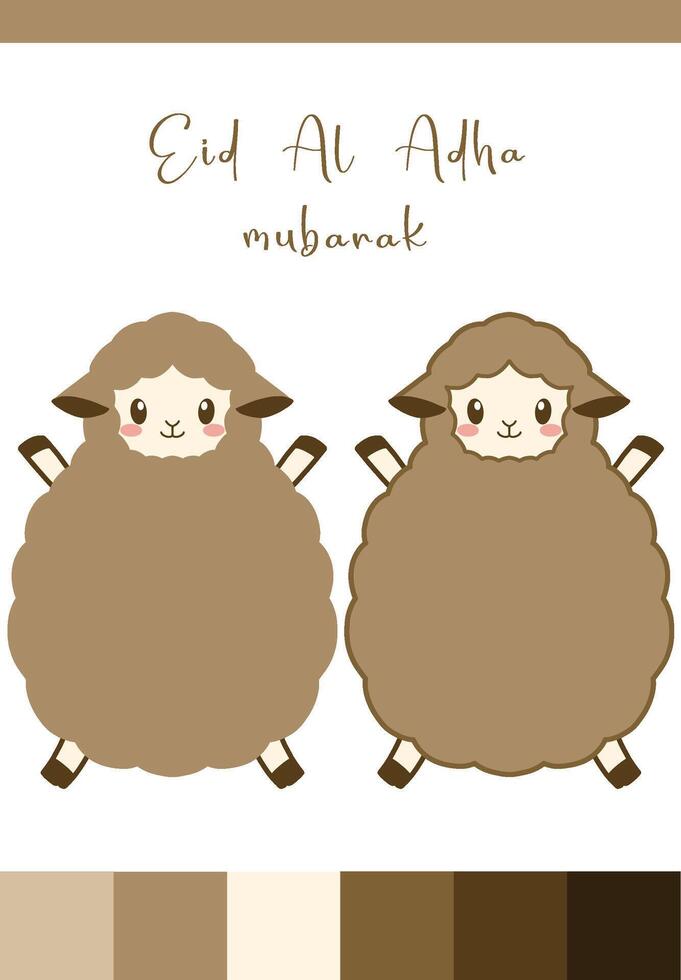 Eid Al Adha Mubarak Cute Sheep Design Illustration Editable vector