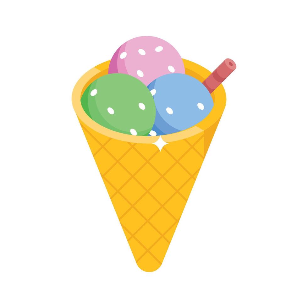 Modern isometric icon of refreshing ice cone dessert vector