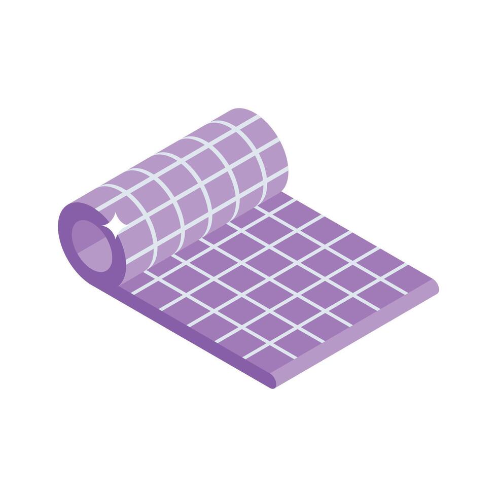 Easy to edit isometric icon showing rollable camping mat vector
