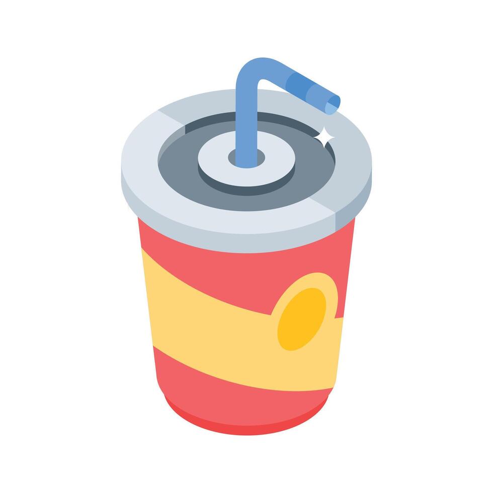 Visually engaging isometric icon of chilled juice glass vector