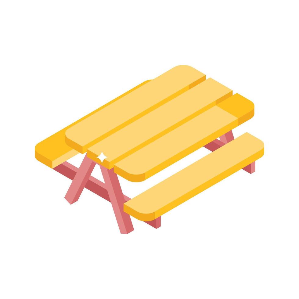 A customizable isometric icon of picnic table arrangement vector