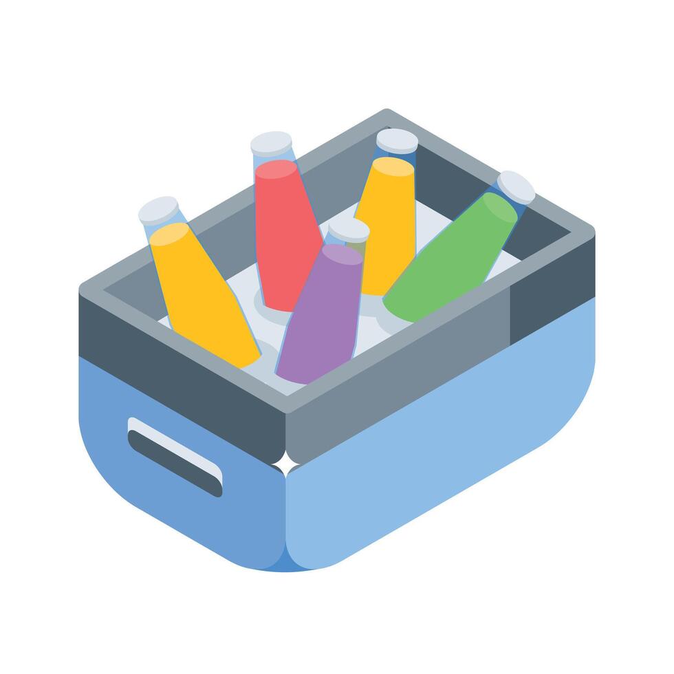 Trendy isometric icon of bottle chiller with ice vector
