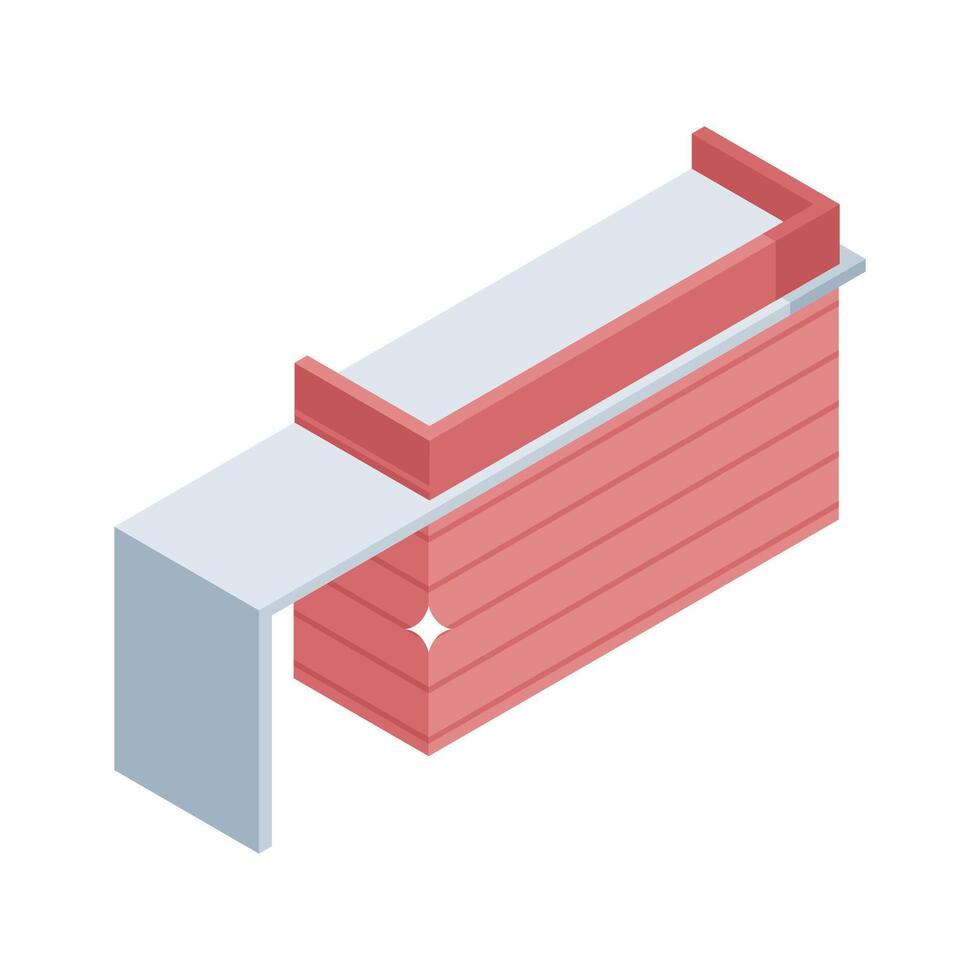 Grab this isometric icon of hotel reception counter vector