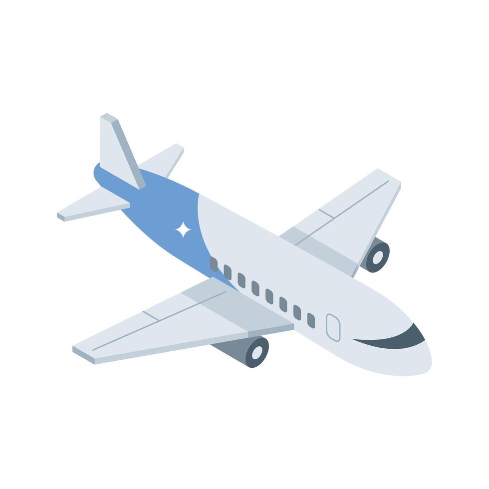 Premium isometric icon of passenger aeroplane flying high vector