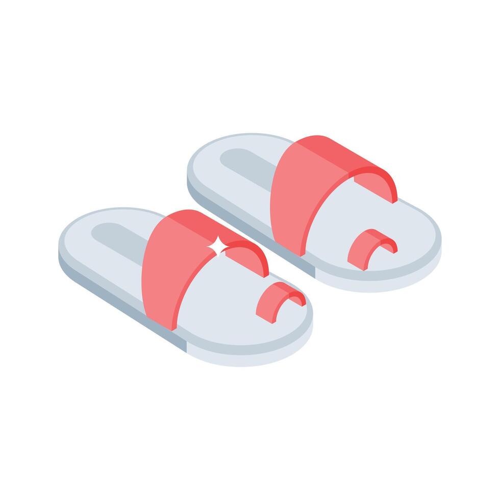 A captivating isometric icon of vacation slippers on floor vector