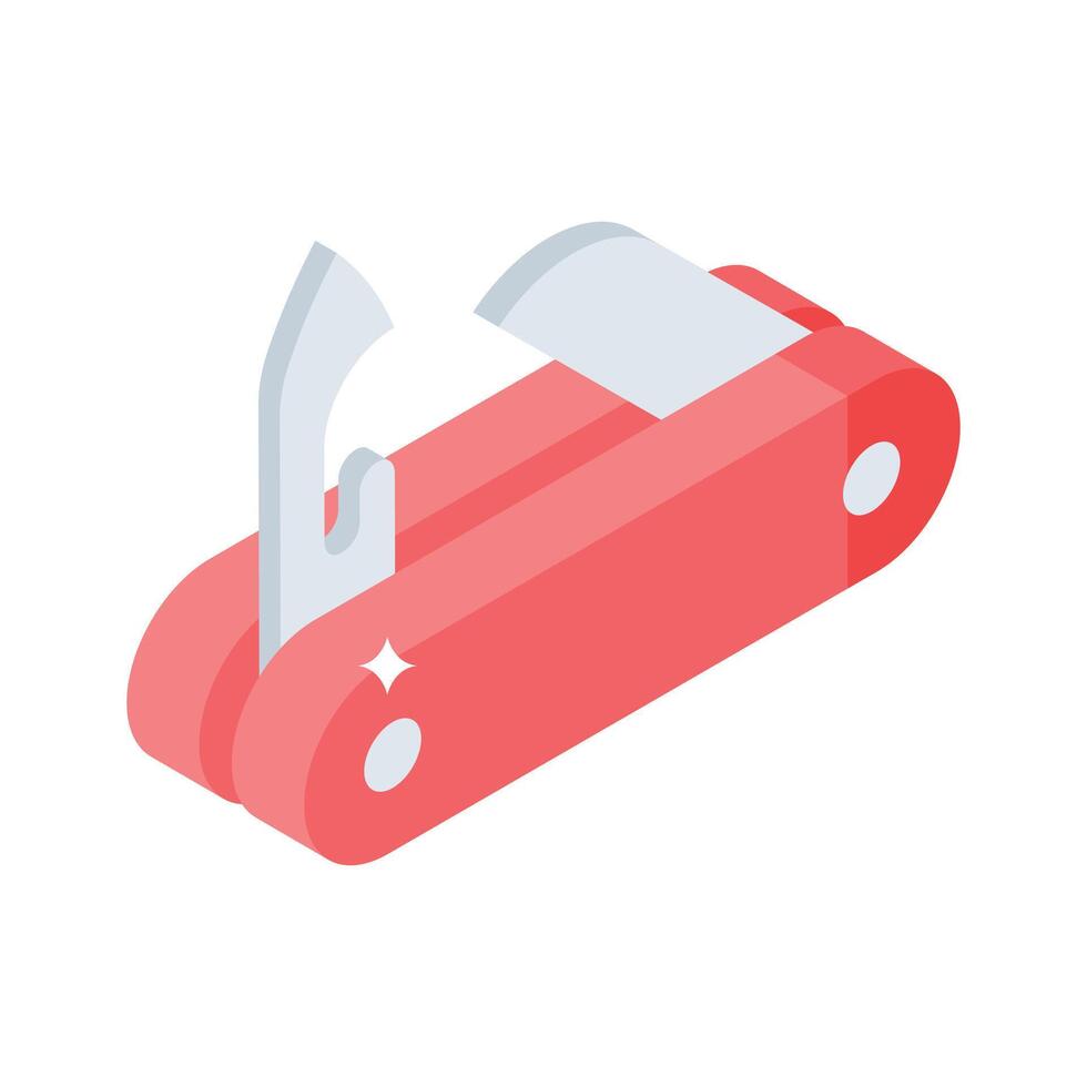 A well crafted isometric style icon of swiss knife vector
