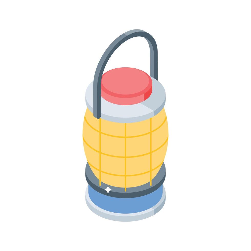Easy to edit isometric icon of vintage camping lamp vector