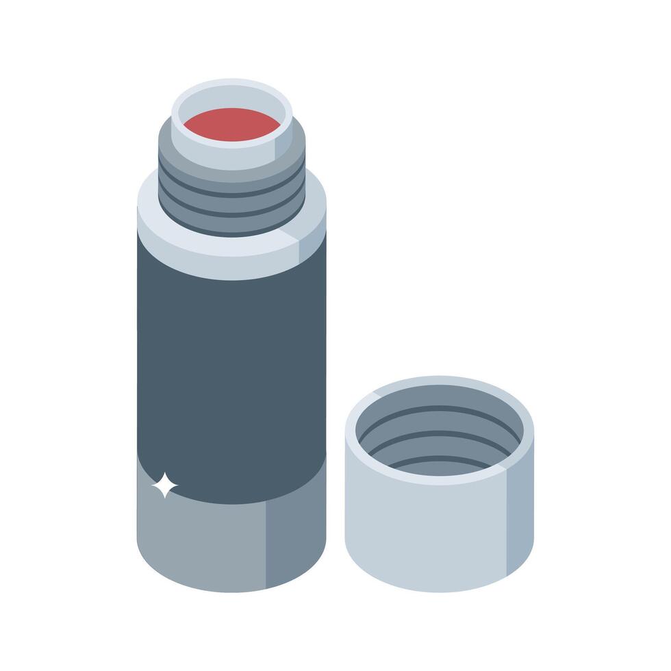 A premium isometric icon of metal thermos flask vector