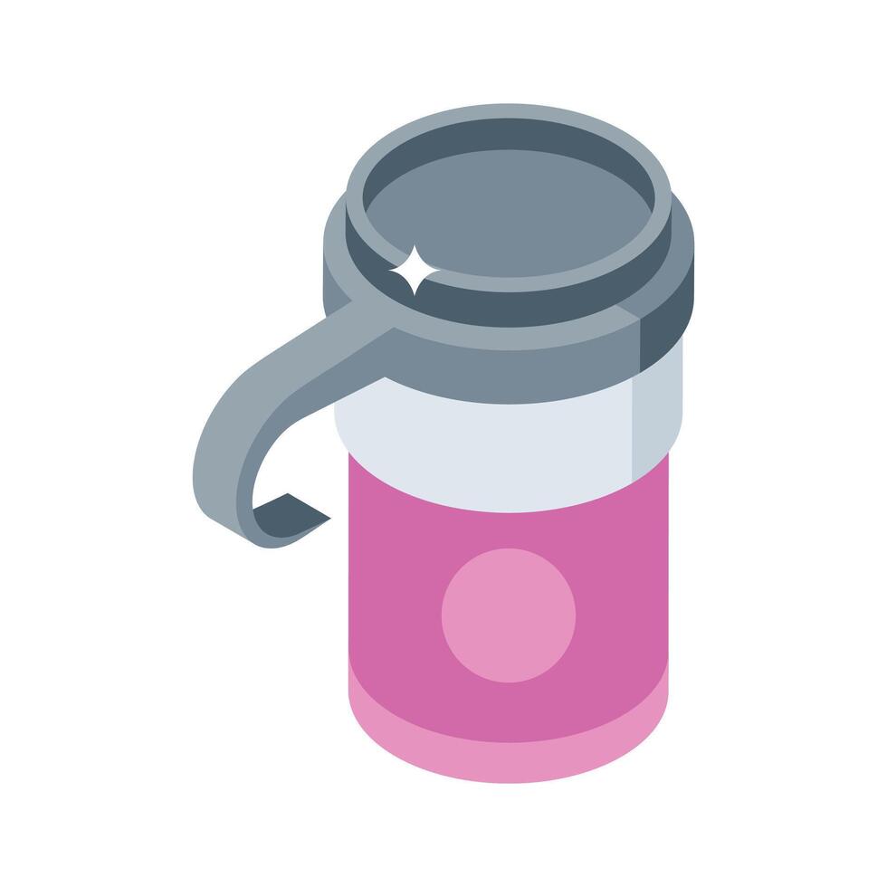 Easy to edit isometric icon of metal camping mug vector