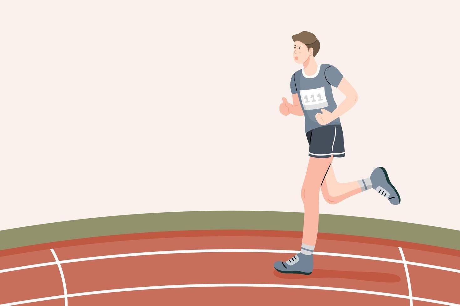 Man running on a track, perfect for sports, fitness, and athletic competition banner or background. vector