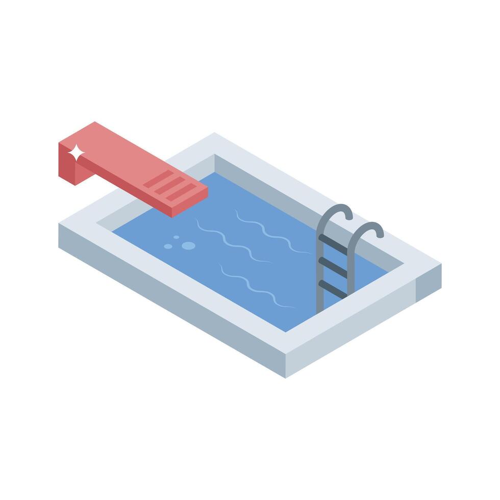 Get a glimpse of this isometric swimming pool setup vector