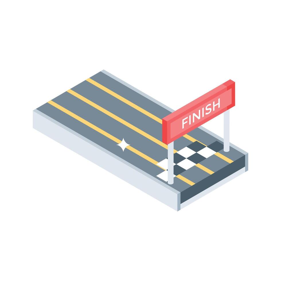 An editable isometric icon of racing finish line vector