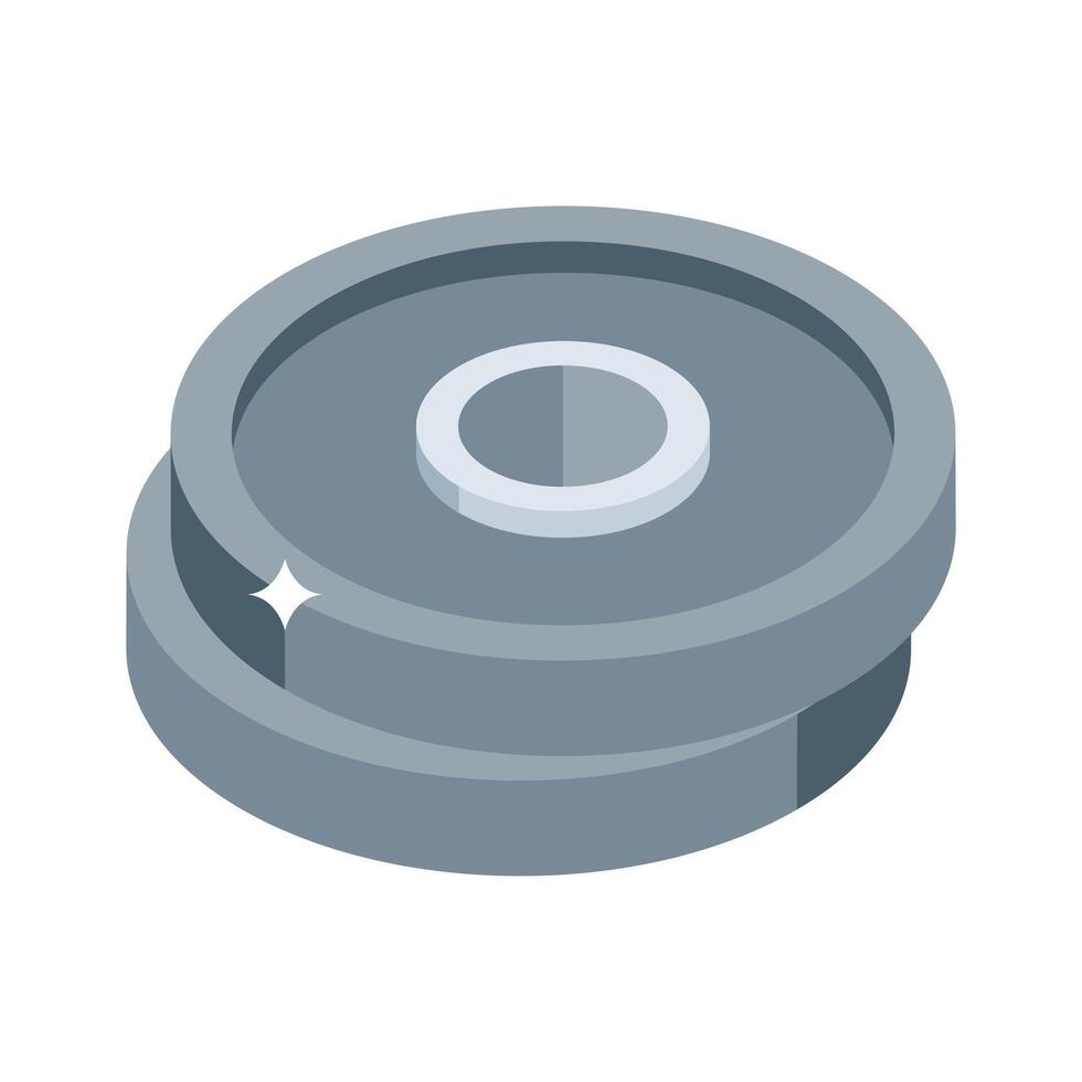 A well designed isometric icon of gym weight discs vector