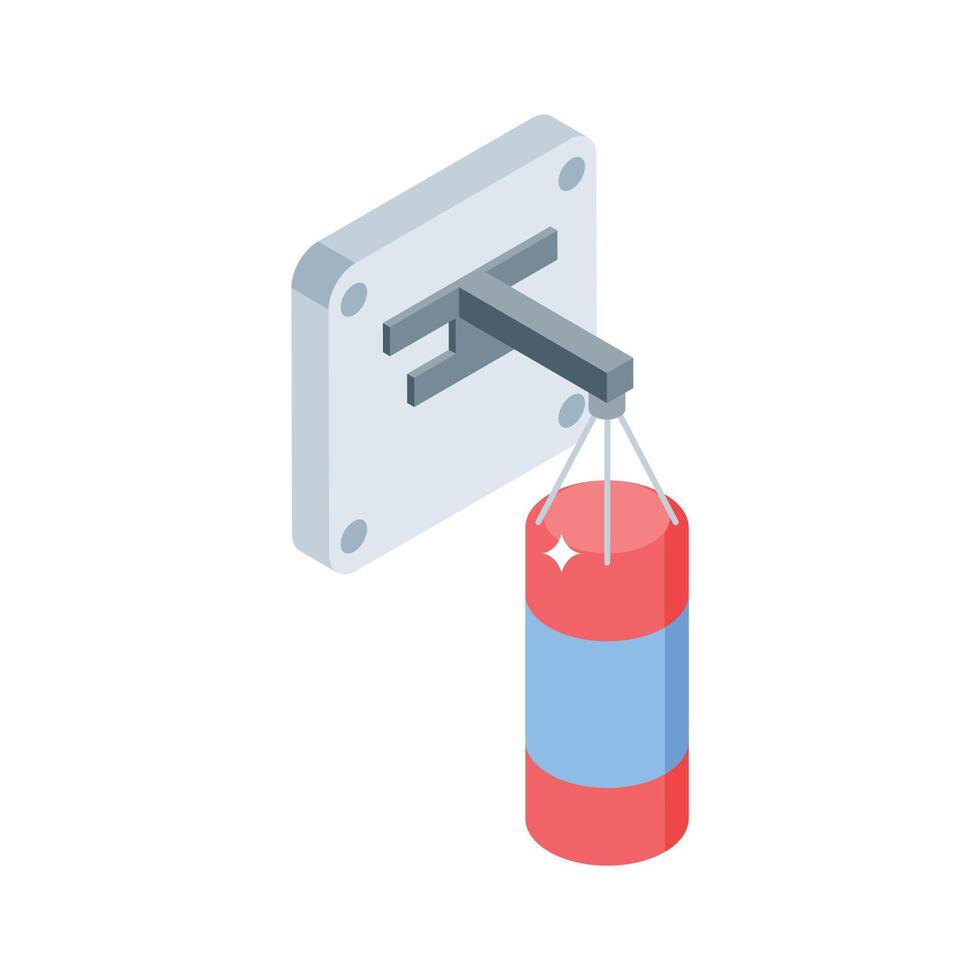 Trendy isometric icon showing hanging punching bag equipment vector