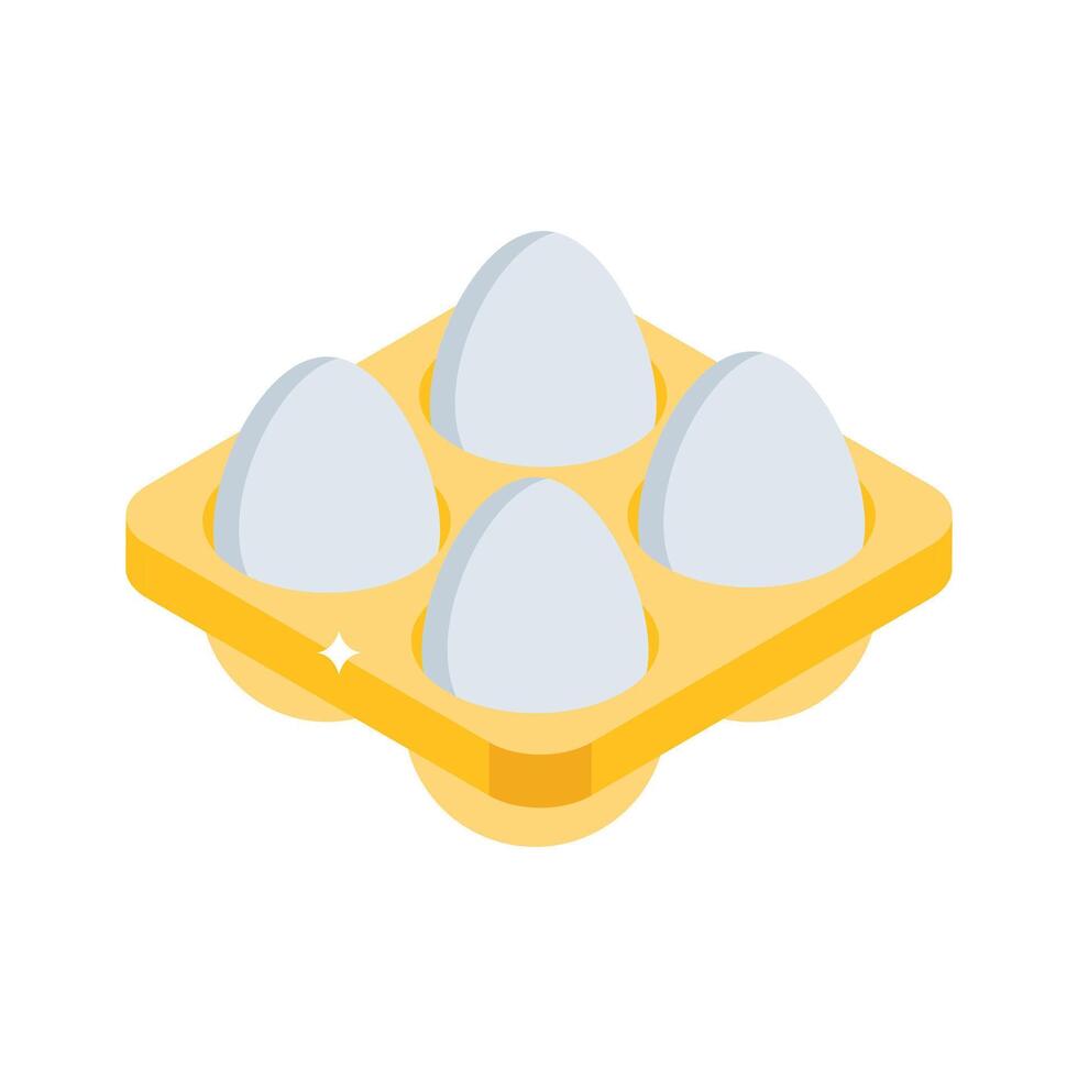Grab this isometric icon of protein egg tray vector