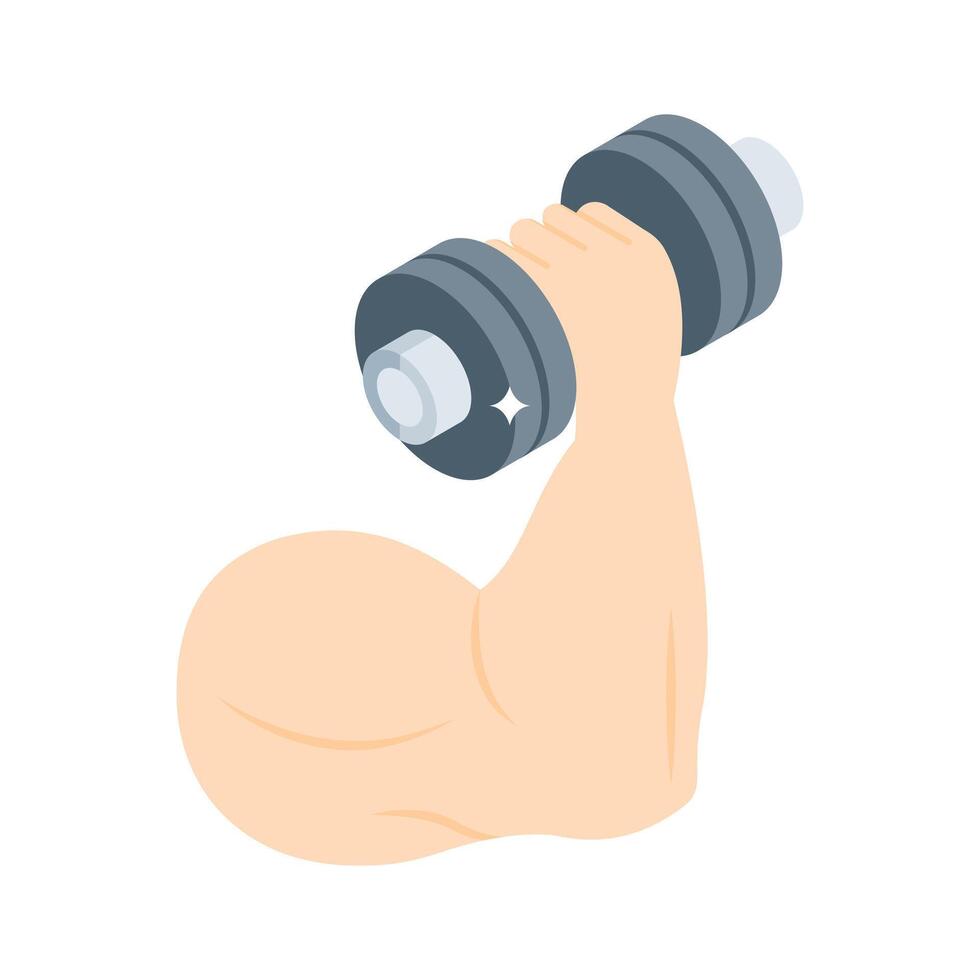 An editable isometric style icon of bicep exercise tool vector