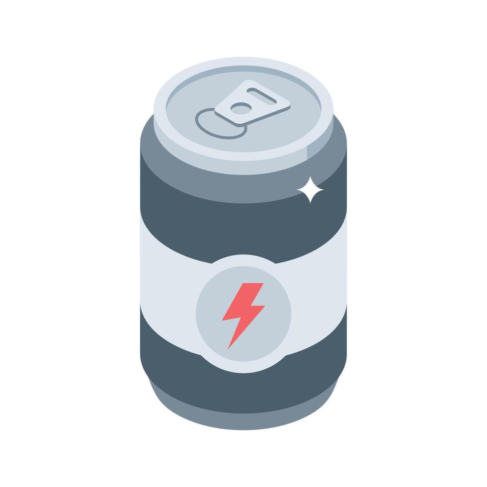 Easy to edit isometric style icon of energy drink vector