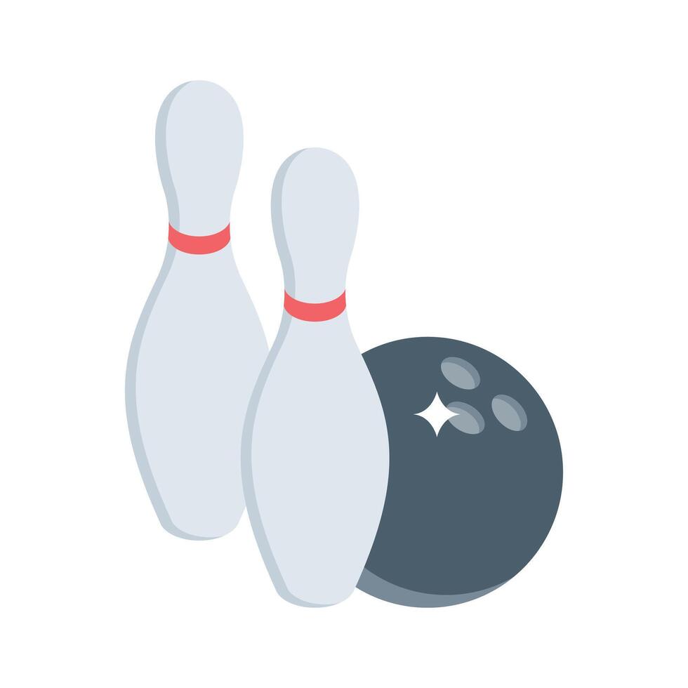 An editable isometric icon of bowling ball and pins vector