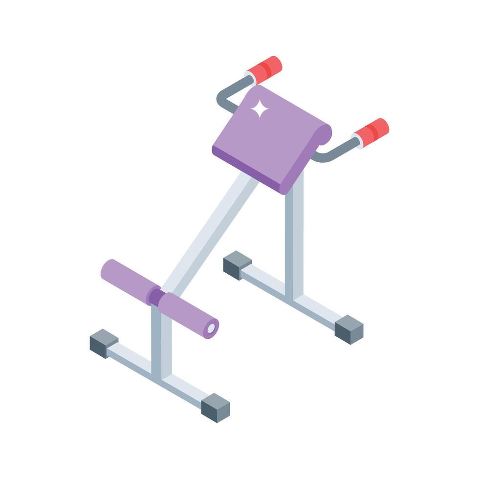 A customizable isometric icon of assorted gym equipment vector