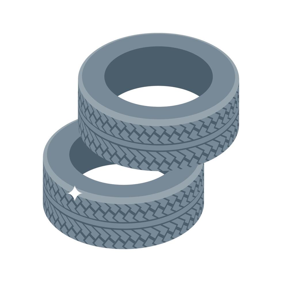 A captivating isometric icon of rugged workout tyres vector