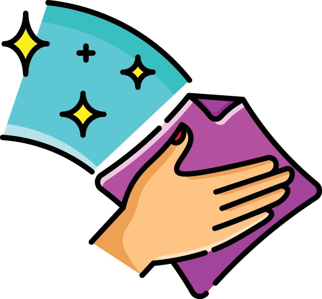 Made in UK Hand wiping a blue surface with a pink cloth icon. vector