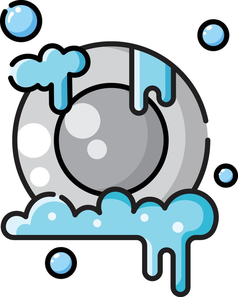 Made in the UK Plate with soap suds around it icon. vector