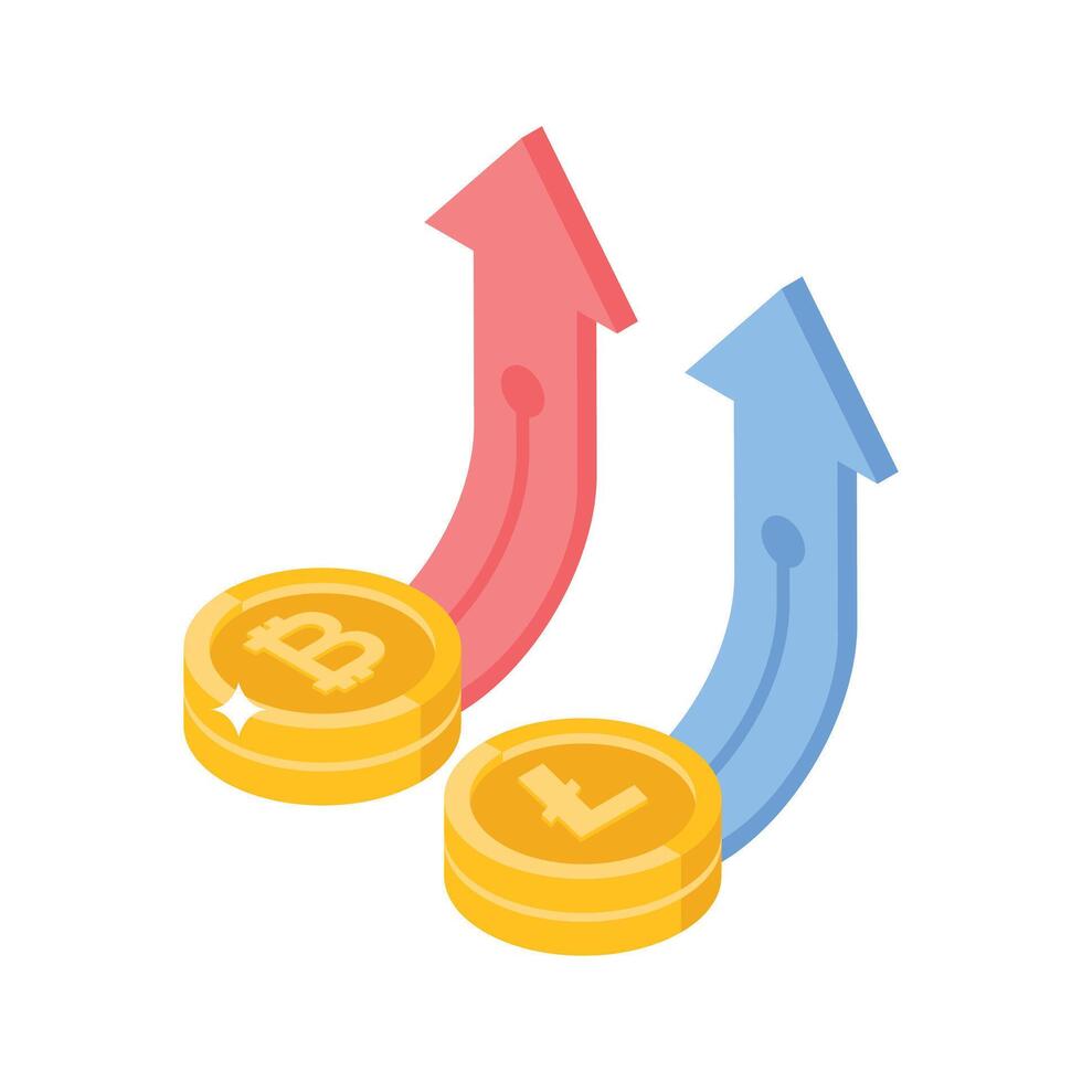 An outstanding isometric style icon of crypto growth vector