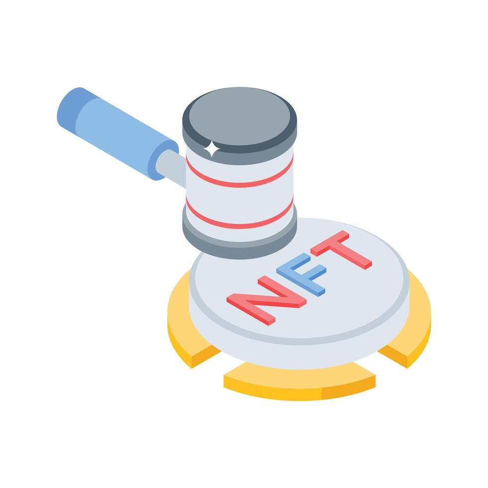 Explore this isometric icon featuring nft law regulation vector